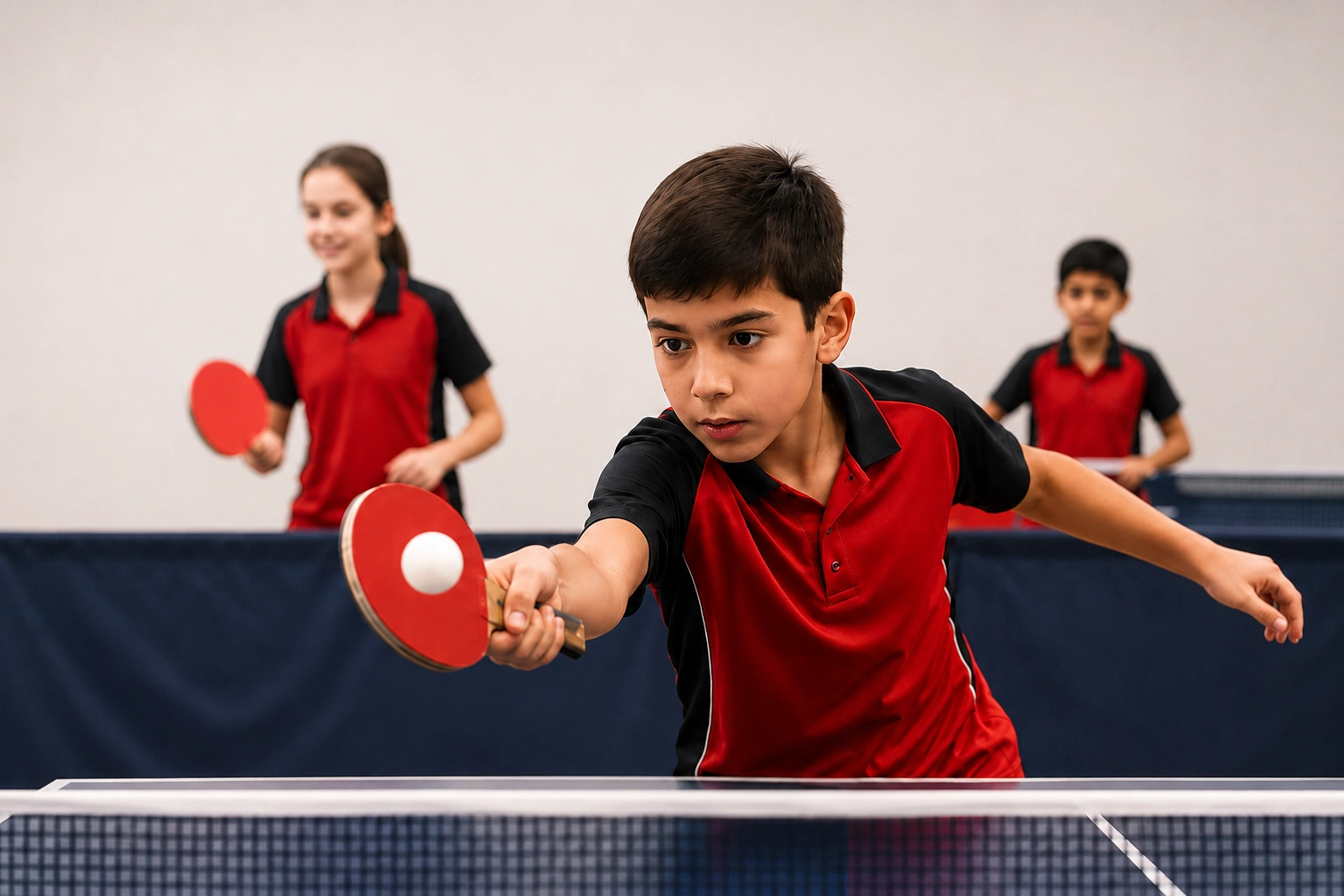 Young table tennis players in structured training at SPARS Foundation